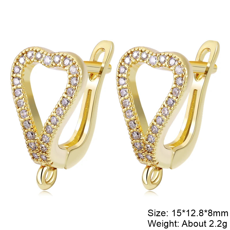 Juya Handmade 18K Real Gold Plated Earwire Fasteners Earring Hooks Accessories For DIY Women's Anti-Allergy Earrings Making