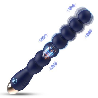 Vibrating Anal Bead Prostate Massager - Anal Plug Toy Made of Soft Silicone, Suitable for Male Beginners and Female Partners