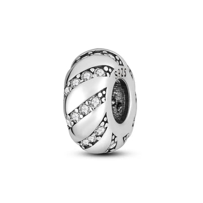 Original 925 Sterling Silver Clip Charm Inlaid Zircon Cat Butterfly Charm Silicone Spacer Beads For Women Bracelet DIY Jewelry