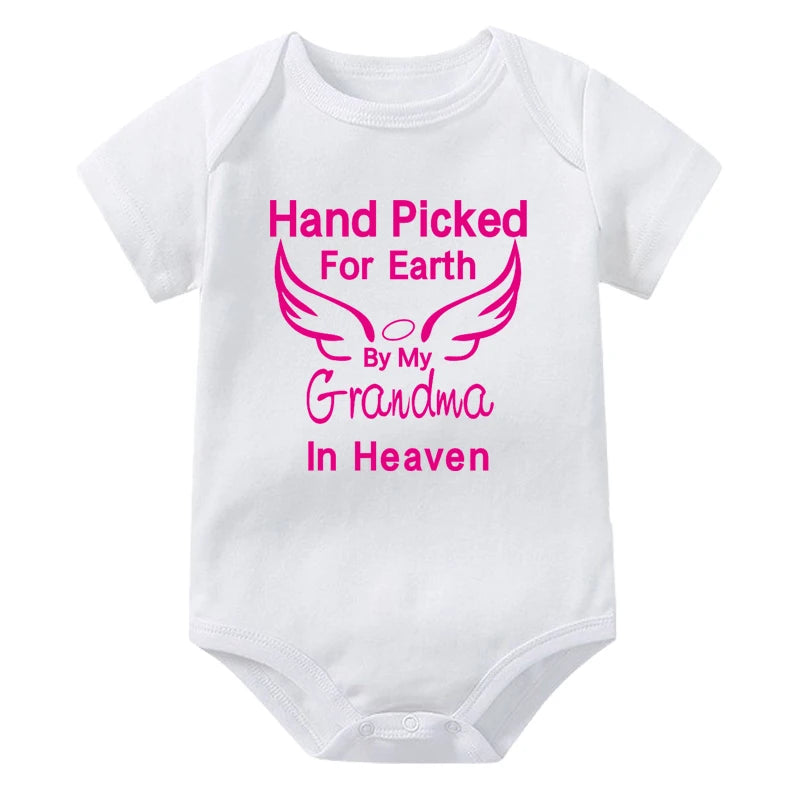 Hand Picked for Earth By My Grandpa/grandma In Heaven Baby Bodysuit Romper Summer Short Sleeve Jumpsuit Ropa