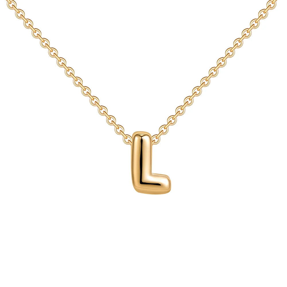 Dainty Mini Bubble Letter Necklace Gold Plated Balloon Initial Tiny Small Pendent Necklaces for Women Jewelry Teen Girls Gifts