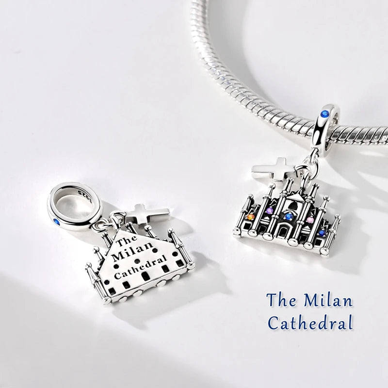 925 Sterling Silver Famous Buildings Charms Bead Milan Cathedral Colosseum Eiffel Tower Dangle Fit Original Bracelet DIY Jewelry