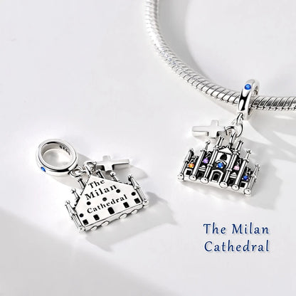 925 Sterling Silver Famous Buildings Charms Bead Milan Cathedral Colosseum Eiffel Tower Dangle Fit Original Bracelet DIY Jewelry