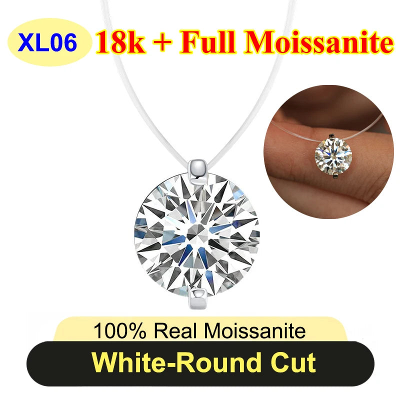 0.5ct-5ct Classic Fish Line Full Moissanite Necklace For Women S925 Silver Plated 18k D Color VVS1 Women's Moissanite Chain Gift