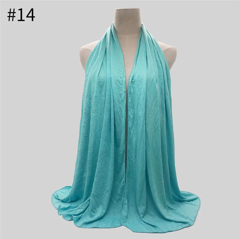 28Color Modal Cotton Jersey Hijab Scarf Ramadan Long Muslim Shawl Plain Solid Soft Turban Wraps For Women Headband