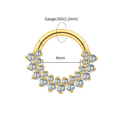 Right Grand ASTM F136 Titanium CZ Hinged Clicker Segment Hoop Ring 16G Daith Helix Cartilage Earring Septum Piercing Jewelry