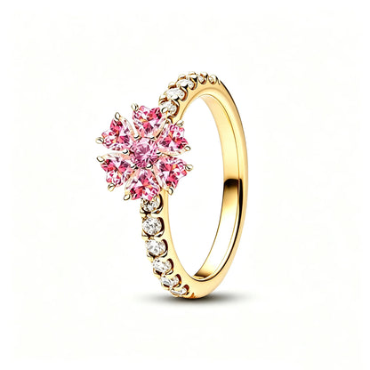 Fashion Rings for Women Stars and Moon Sunflower Pink Heart Zircon Luxury Wide Rings Fashion Engagement Wedding Jewelry Gift