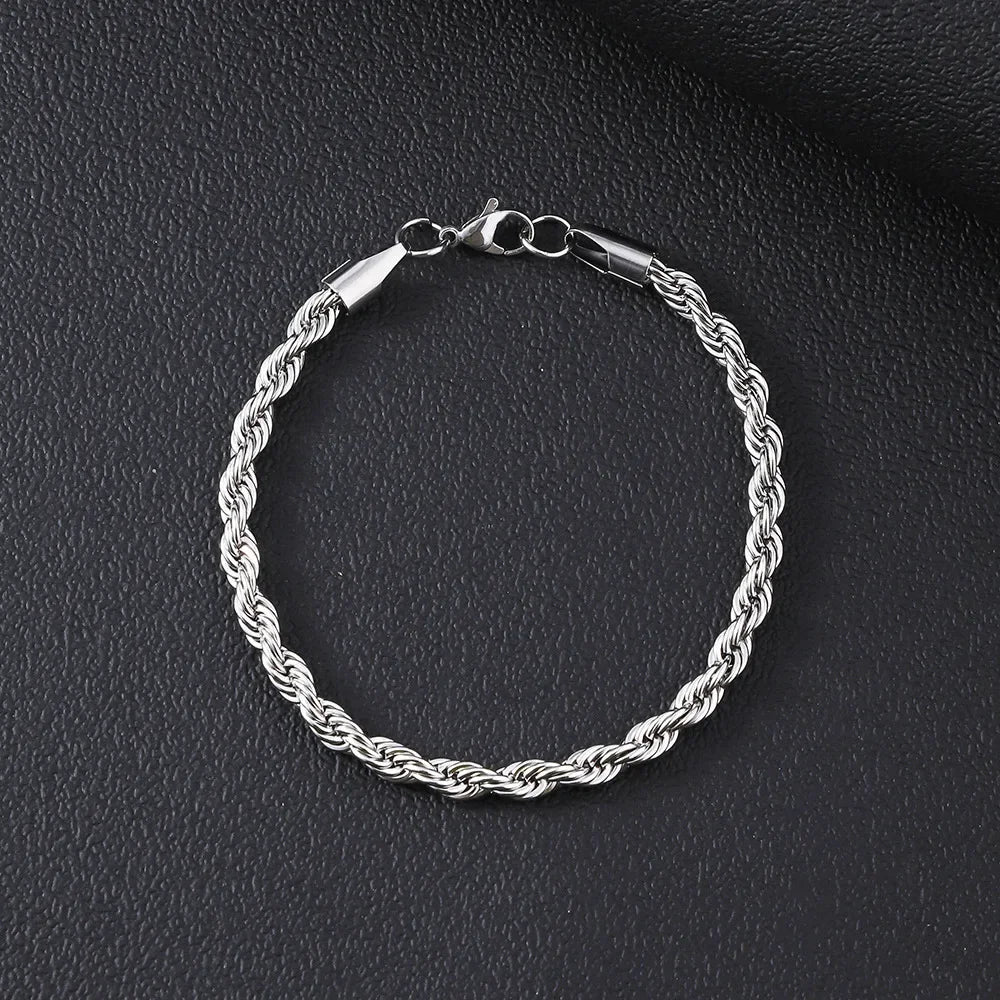 Stainless Steel Bracelet For Women Men 2/3/4/5/6MM Gold Color Twisted Rope Chain Bangle Fashion Never Fade Jewelry Accessories