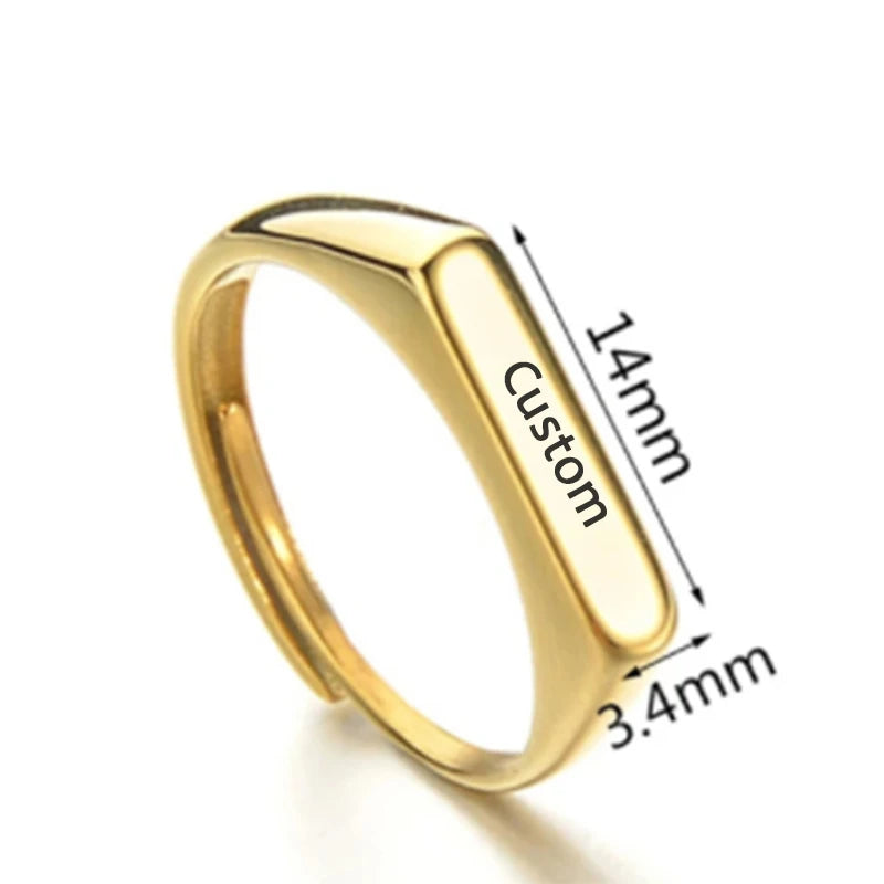Treebud Custom Name Rings for Women Men Stainless Steel Personalized Nameplate Adjustable Ring Jewelry Gifts Dropshipping