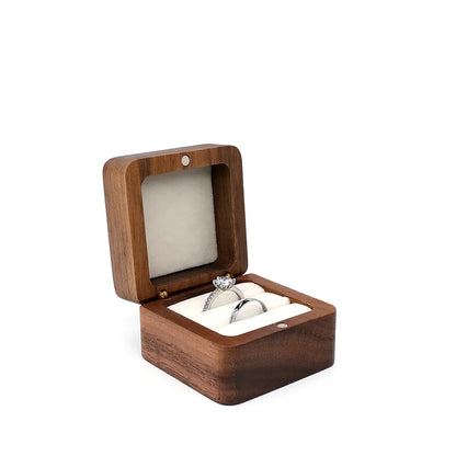 Black Walnut Solid Ring Box Single Double Ring Box Earrings Box Cufflinks Box Vintage Wooden Ring Box Exquisite Gift Box