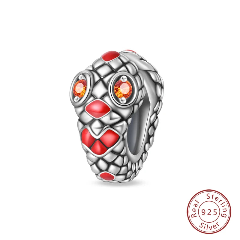 NEW 925 Sterling Silver Fashion Tarot Pendants Mysterious Spirit Snake Skull Rose Charms Beads Fit Qikaola Bracelets DIY Jewelry