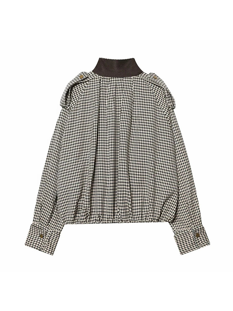 Women Spring Skirt Suit Elegant Women Single Breasted Plaid Pilot Jacket+Side Zipper Splicing Pleated Midi Dress Lady Suit