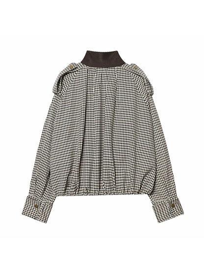 Women Spring Skirt Suit Elegant Women Single Breasted Plaid Pilot Jacket+Side Zipper Splicing Pleated Midi Dress Lady Suit