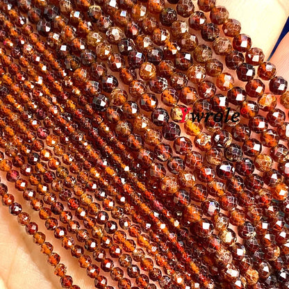 Natural Red Garnet Stone Beads 2 3 4mm Faceted Loose Round Gemstone For Jewelry Making DIY Bracelet Earrings Accessories 15''