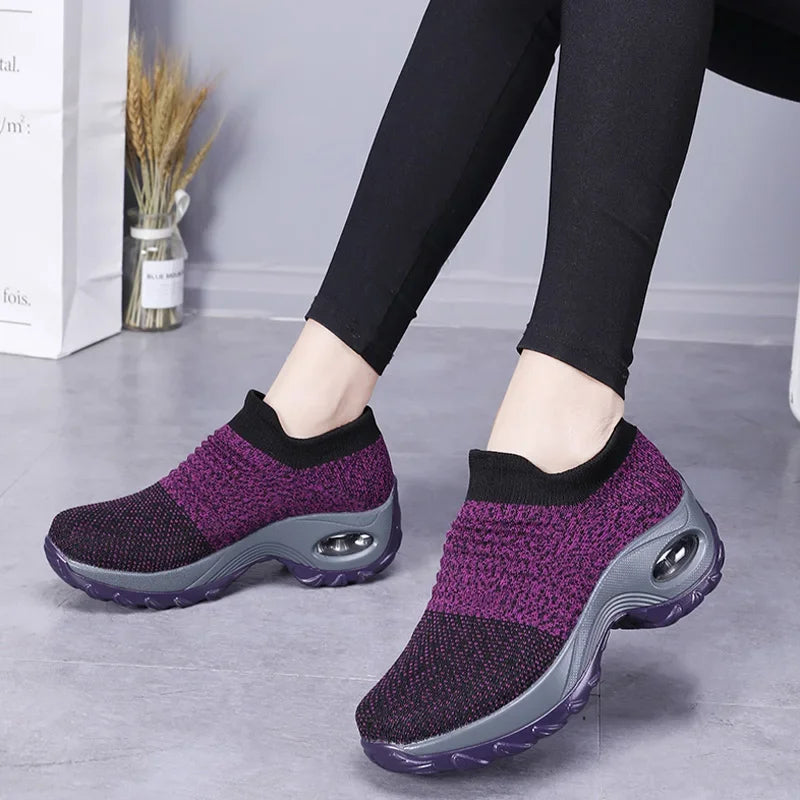 Summer Women Sneakers Thin Woven Mesh Breathable Casual Shoes 2025 New Hiking Thick Soled Shoes for Women Zapatillas De Mujer