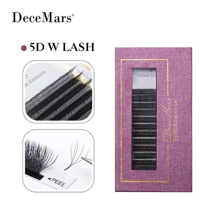 DeceMars 5pcs/set  5D - W Shaped Eyelash Extension (8mm/9mm/10mm/11mm/12mm)