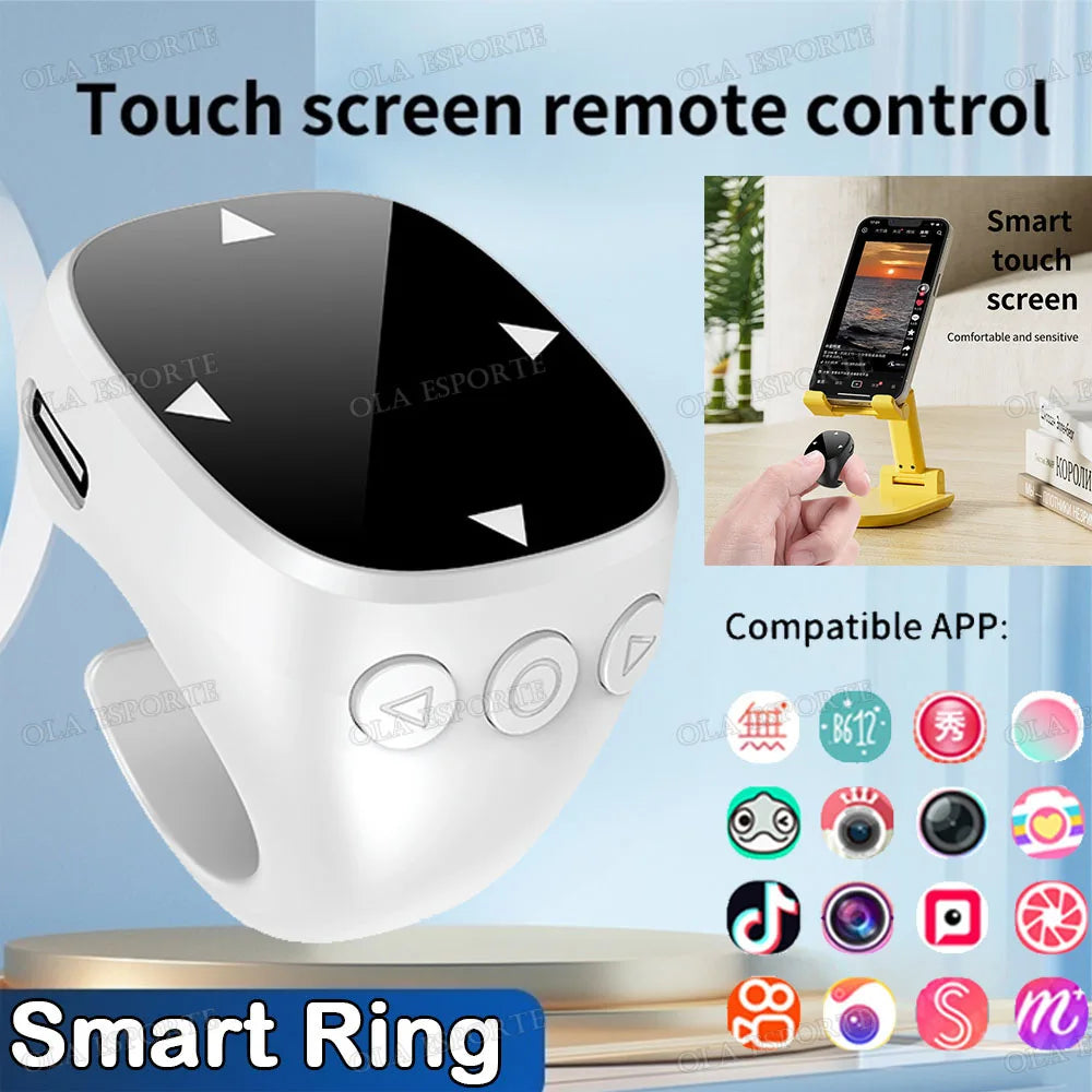 Remote Control Wireless Bluetooth Roller Fingertip Ring portable Mobile Mice Video Automatic Page Turner Browsing Ring R12