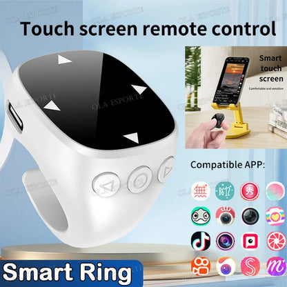 Remote Control Wireless Bluetooth Roller Fingertip Ring portable Mobile Mice Video Automatic Page Turner Browsing Ring R12