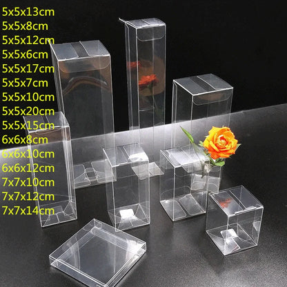 10pcs Multiple Sizes 5/6/7cm Transparent PVC Box Universal Transparent Plastic Packaging Box