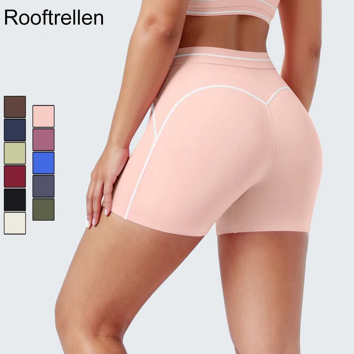 High Waist Stripe Fitness Yoga Shorts for Woman's Quick-Dry Breathable Hip-lifting Summer Gym Running Color Blocking Yoga Shorts