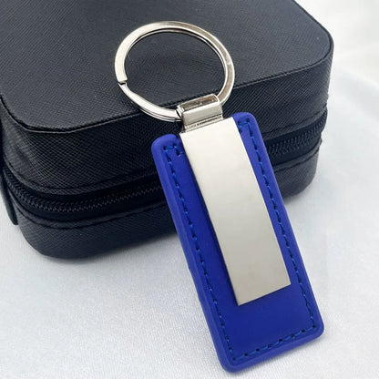 Hot Custom Logo Metal Stainless Steel for Car Moto Keychain Men and Women Keyring Leather Engraved Engraving Key Chain Gift