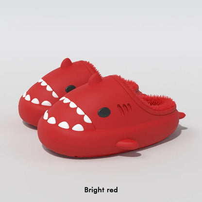 Litfun Fuzzy Shark Slippers For Women Men Winter Indoor Plush Cartoon Cotton Shoes New Outdoor Adults Kids Waterproof Furry Shoe
