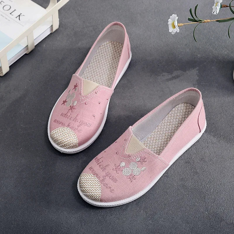 Breathable Mesh Lightweight Casual Shoes Women Fashion Women Slip on Flats Print Fisherman Shoes on Flats Shoes Zapatos De Mujer