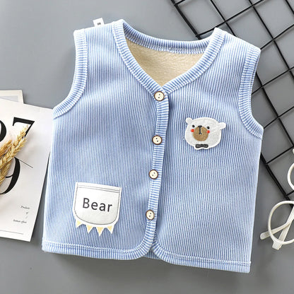 Kids Clothes Waistcoat Children's Vest Boy Girl Thicken Velvet Lining Keep Warm Jackets Vest Children's Clothing Autumn Winter