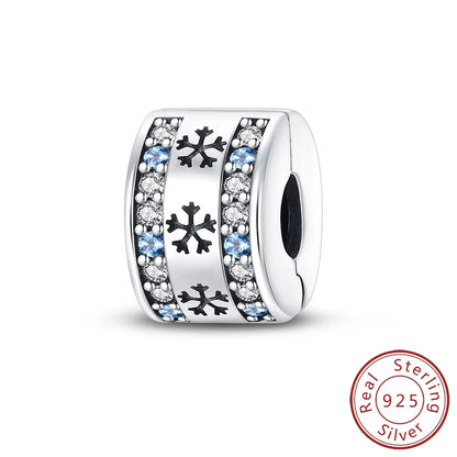 Original 925 Sterling Silver Charms Beads Winter Snowflake Snowman Igloo Penguin Pendant Fit Bracelet Charms Women Jewelry Gift