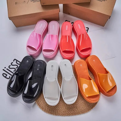 Mini Melissa Sandal Summe Women Slippers Wedges Platform Beach Flip Flops Trend High Heels Ladies Shoes Pumps Thick Slides Mujer