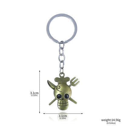One Piece Luffy Straw Hat Keychain Rotatable Zoro Skull Metal Pendant Role-Playing Decorative Accessories Fan Jewelry Gift