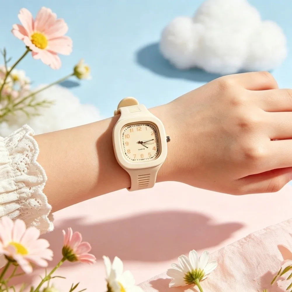 Minimalist Silicone Strap Square Watch Square Casual Wrist Watch Quartz Watch Students