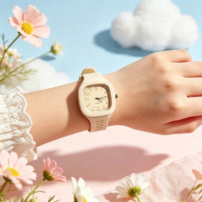 Minimalist Silicone Strap Square Watch Square Casual Wrist Watch Quartz Watch Students