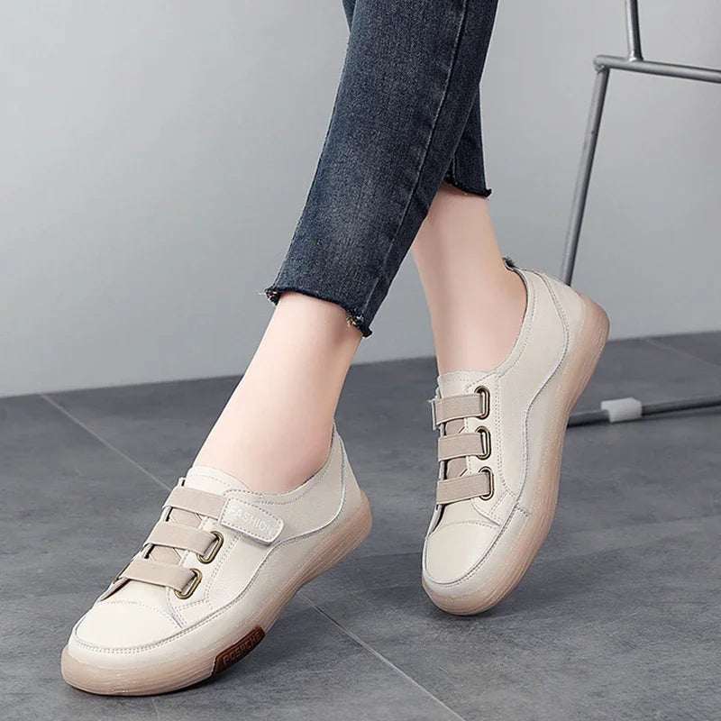 Women's Stitched Strap-Fastening Casual Shoes