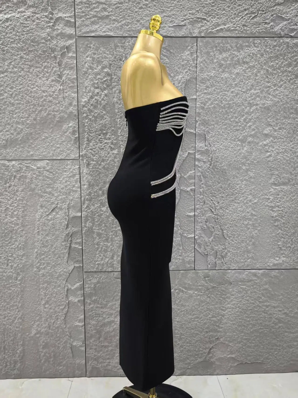 High Quality Women Sexy Strapless Shinning Sequins Bodycon Long Bandage Dress Celebrate Evening Party Cocktail Outfit Vestido