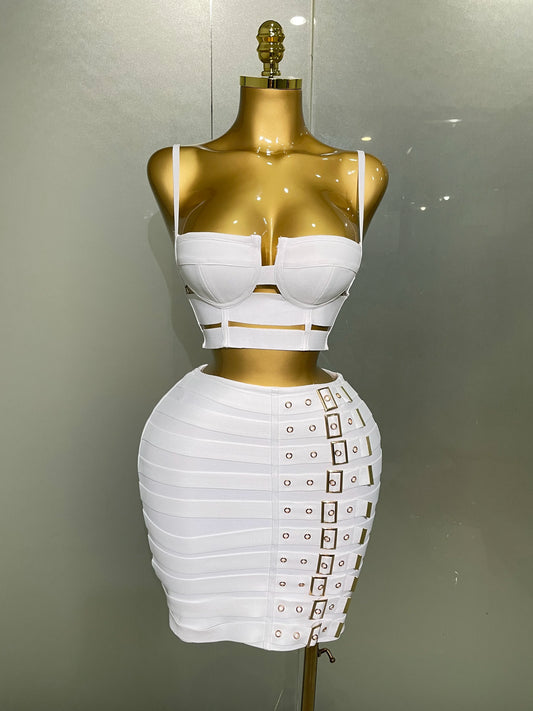 Women's Strap-Detail Top & Mini Skirt Set