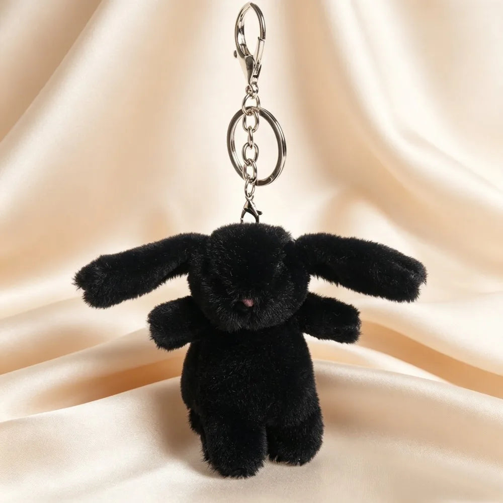 Stuffed Animals Cute Cartoon Rabbit Keychain Love Pompom Trinket Toy Women Bag Car Keychain Mobile Phone Pendant Jewelry Gift