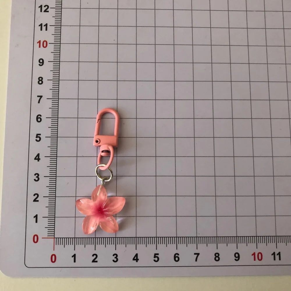 Sweet Colorful Jelly Flower Key Chain Color DIY Flower Cute Keychains Pendant Resin Bag Pendant Keyring Jewelry