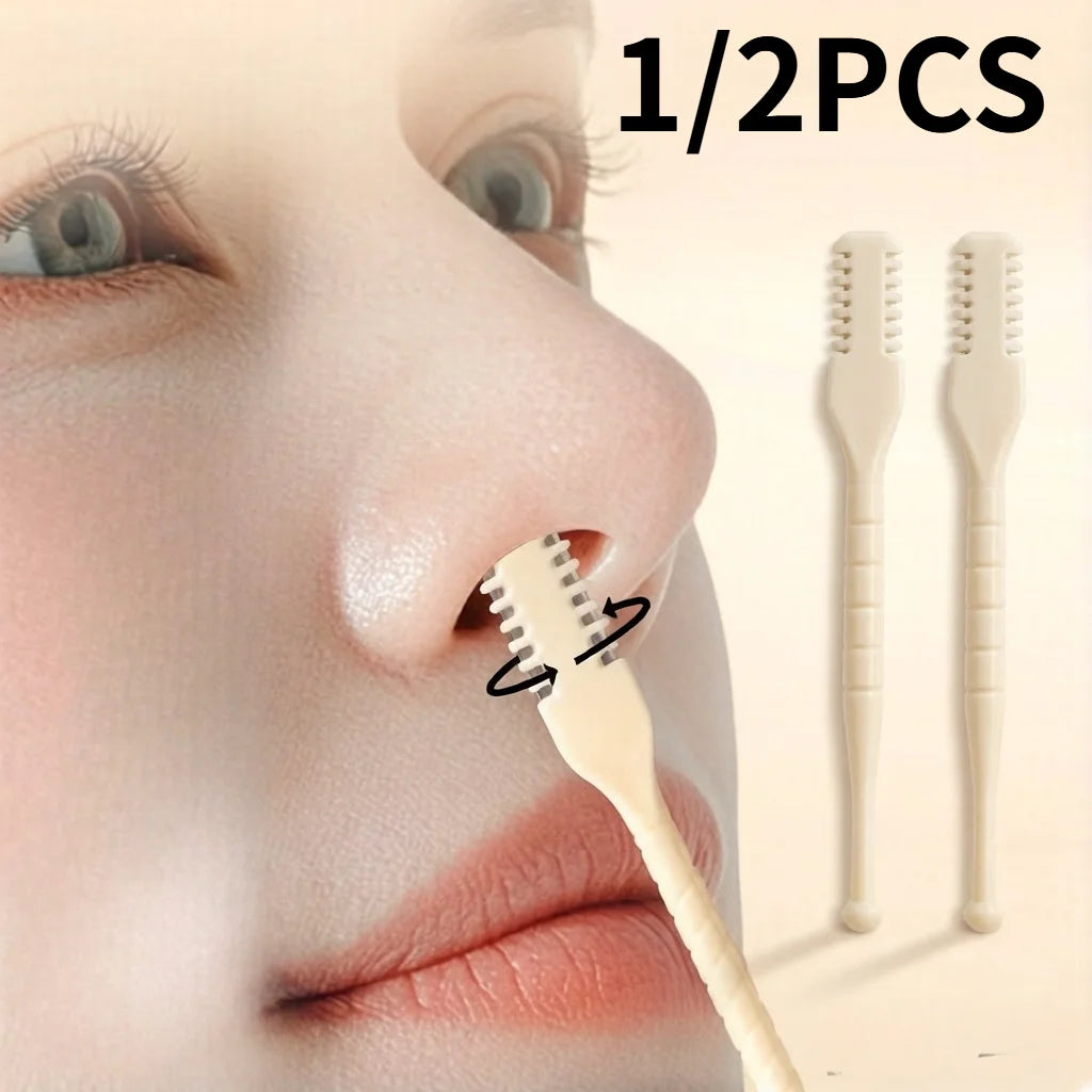 1/2pcs Manual Nose Hair Trimmer Set. 360° Rotating Trimmer, Double-Sided Blade,  Easy to Clean, Made of Plastic Material