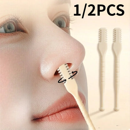 1/2pcs Manual Nose Hair Trimmer Set. 360° Rotating Trimmer, Double-Sided Blade,  Easy to Clean, Made of Plastic Material