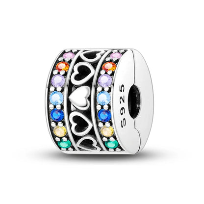 Original 925 Sterling Silver Clip Charm Inlaid Zircon Cat Butterfly Charm Silicone Spacer Beads For Women Bracelet DIY Jewelry