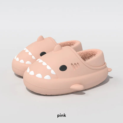 Litfun Fuzzy Shark Slippers For Women Men Winter Indoor Plush Cartoon Cotton Shoes New Outdoor Adults Kids Waterproof Furry Shoe