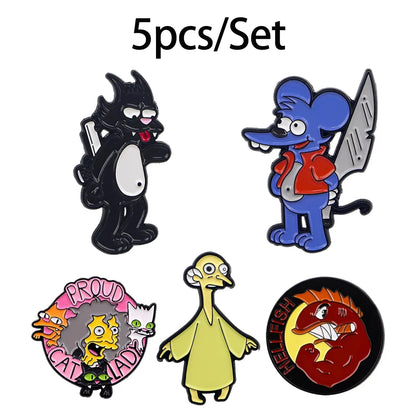 6pcs/Set Classic Anime Family Enamel Pin Funny Cartoon Characters Brooches TV Show Lapel Badges Constume Jewelry Gift for Friend