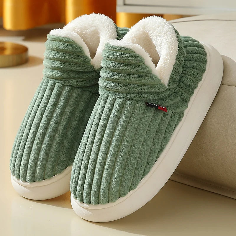 Smile PoP Winter Plush Men Cotton Shoes Warm Plush Men House Slippers Outdoor Soft Non Slip Women's Shoes Casual Furry Men Shoes