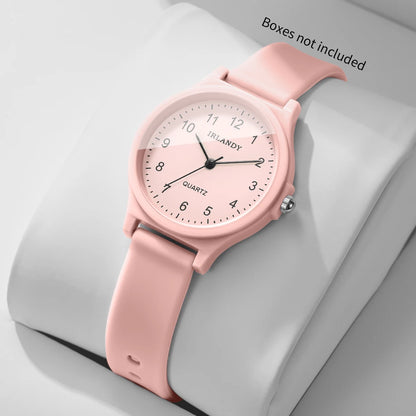 Fashion Silicone Strap Women Quartz Watch Simple Arabic Dial Sport Wristwatch for Girls Students Relogio Feminino（Without Box）