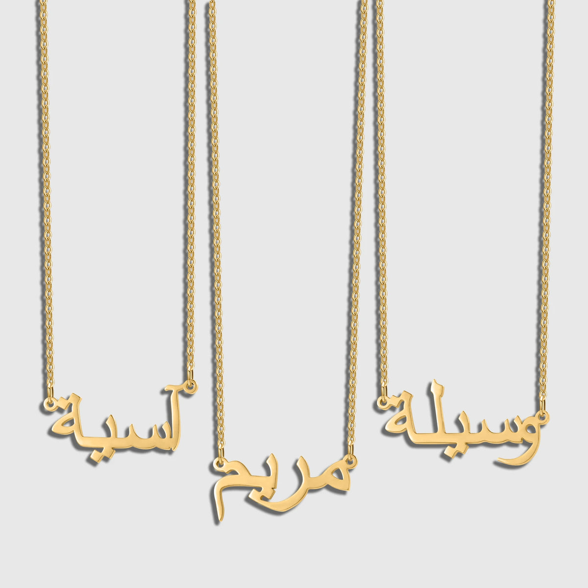 Qitian Custom Arabic Name Necklace Personalized Nameplated Name Necklaces Stainless Steel Arabic Pendants Women Choker Bijoux