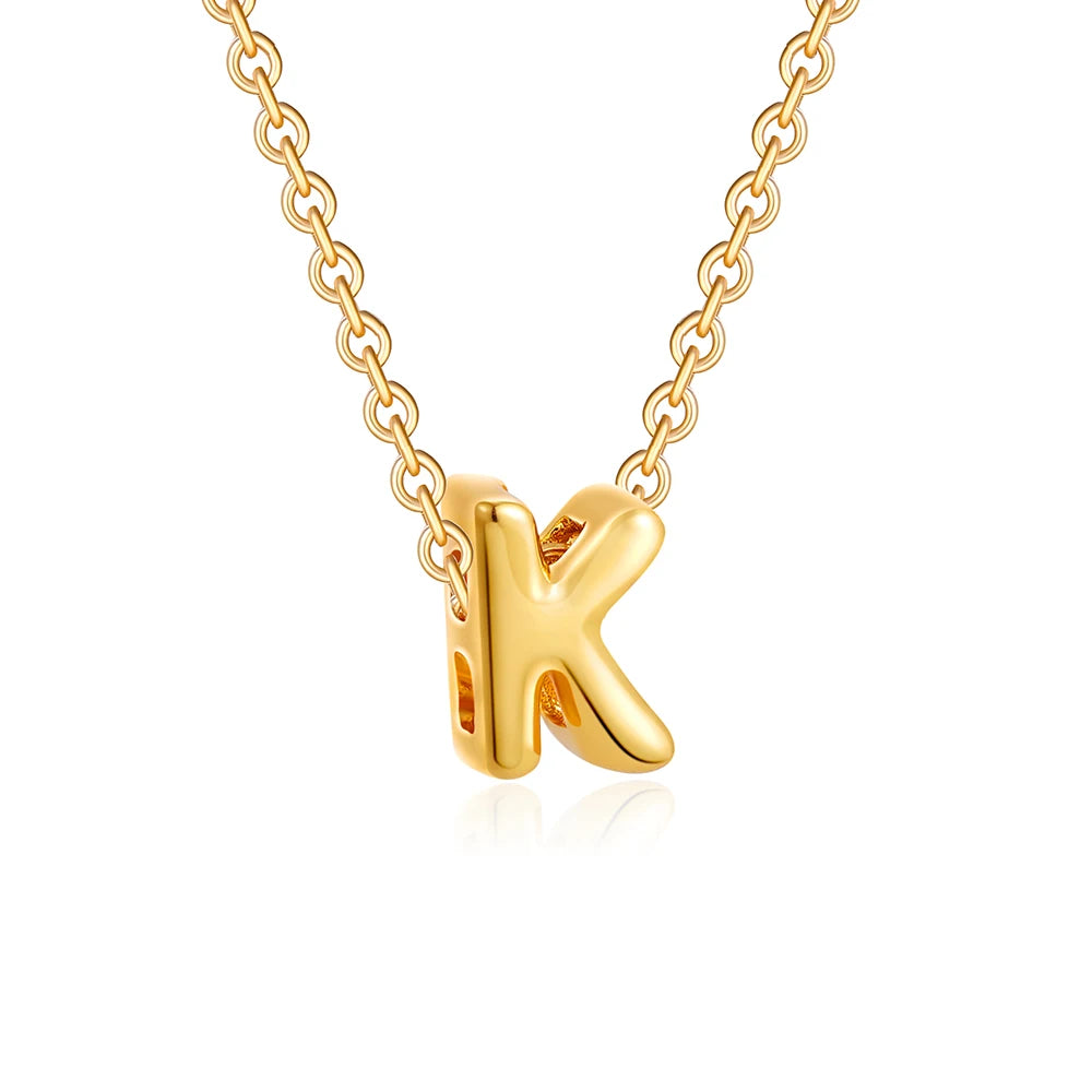 Dainty Mini Bubble Letter Necklace Gold Plated Balloon Initial Tiny Small Pendent Necklaces for Women Jewelry Teen Girls Gifts