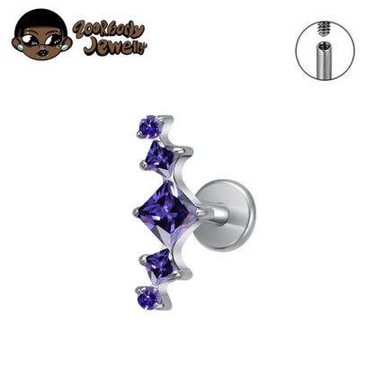 ASTM F136 Titanium Princess Arch Square CZ Helix Piercing Labret Tragus Conch Earrings Lobe Lip G23 TItanium Nose Body Jewelry