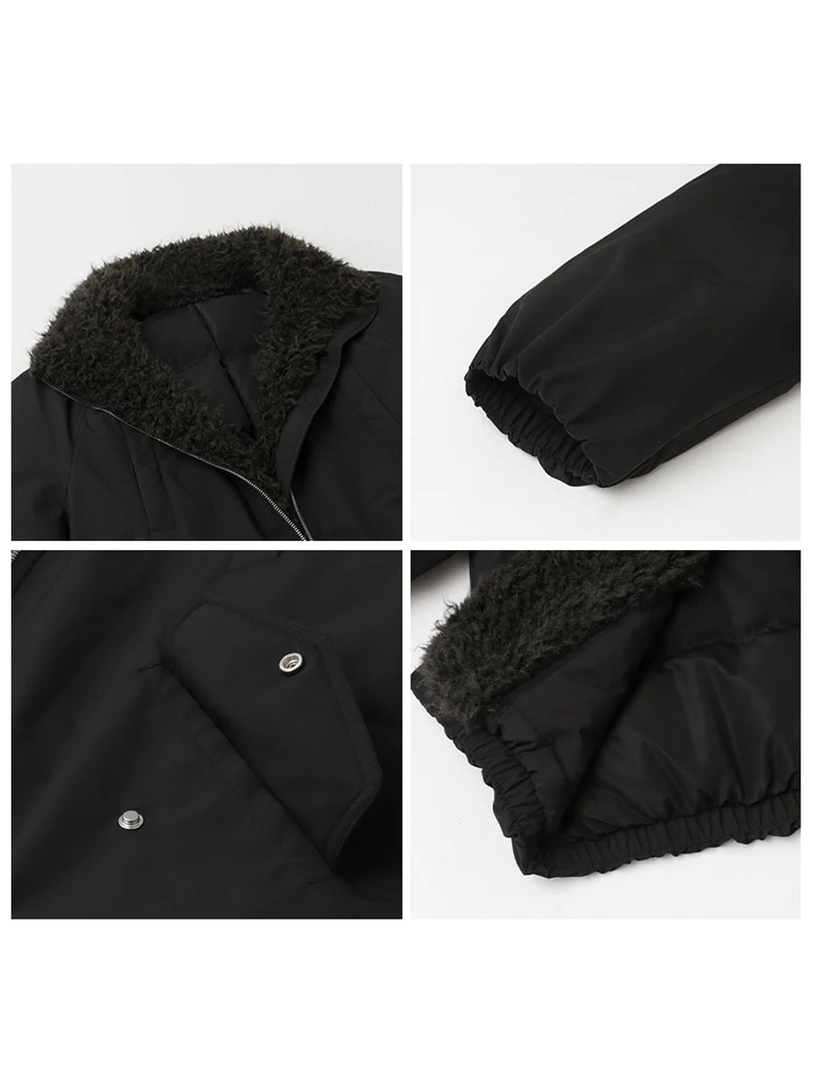 CHIC VEN Women Down Coats Loose Casual 90 White Duck Down Jacket Plush Splice Female Warm Overcoat Autumn Winter 2025