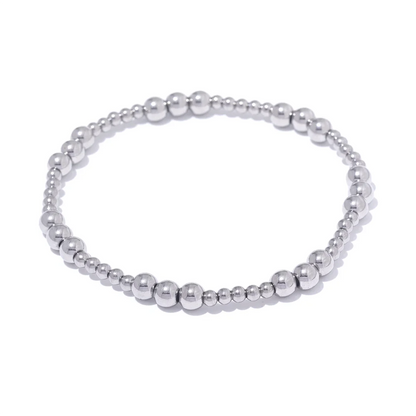 Yhpup 3/4/5/6 MM Stainless Steel Beads Daily Handmade Elastic Bracelet Bangle Waterproof Wrist Wholesale Gold Color Jewelry Men